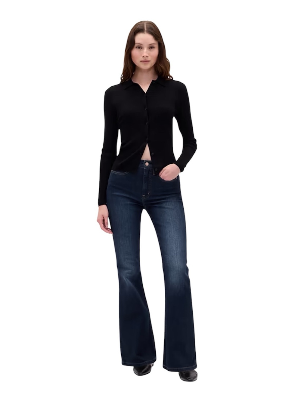 GAP NWOT 2026 Women’s High Rise '70s Flare Jeans in Dark Blue Size 28P / 6P NEW
